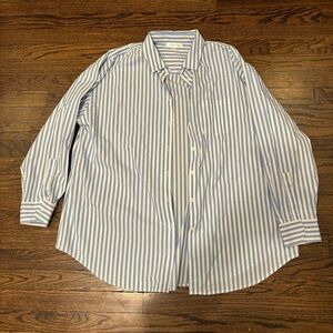 Summer Salt Longsleeve Button Down Blue and White Striped Flowy Top - Size Large